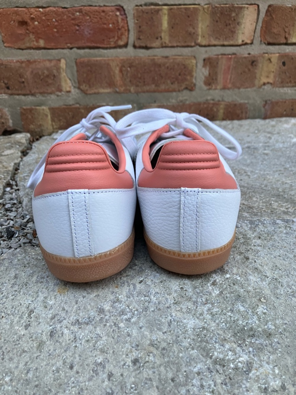 Adidas Samba Leather Sneakers in White & Coral - Picture 3 of 16